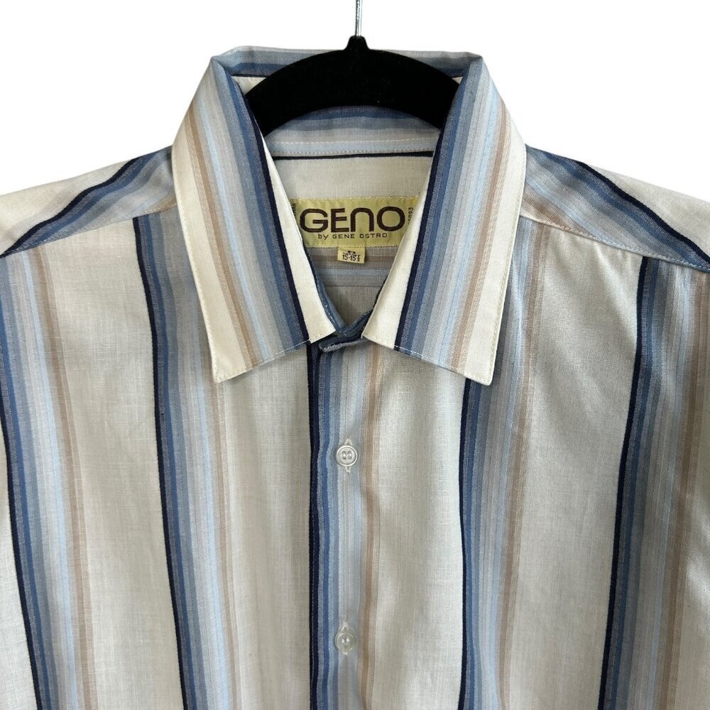 Geno by Gene Ostro Men's Vintage 70s 80s Striped Button Front Disco Shirt Size M